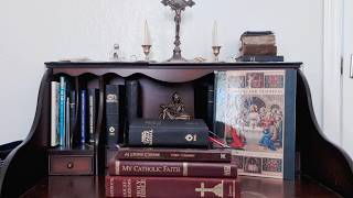 Traditional Catholic Bibles and Catechism books I used when I returned to the Church