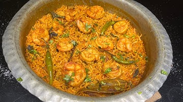 Prawns Pulao Recipe without Pressure Cooker | Jhinga Pulao Recipe | How To Make Prawns Pulao At Home
