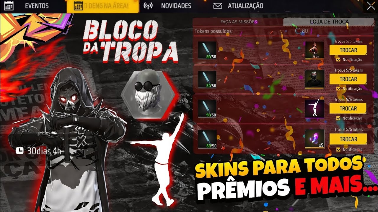 COISA BOA!! PEGUE A BARBINHA? SKINS PARA TODOS E EMOTE PASSINHO DO JAMAL 2.0 - NOVIDADES FREE FIRE