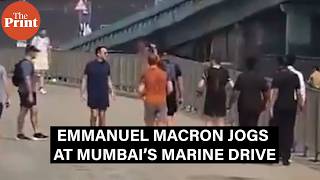 French President Emmanuel Macron Jogs At Mumbais Marine Drive.