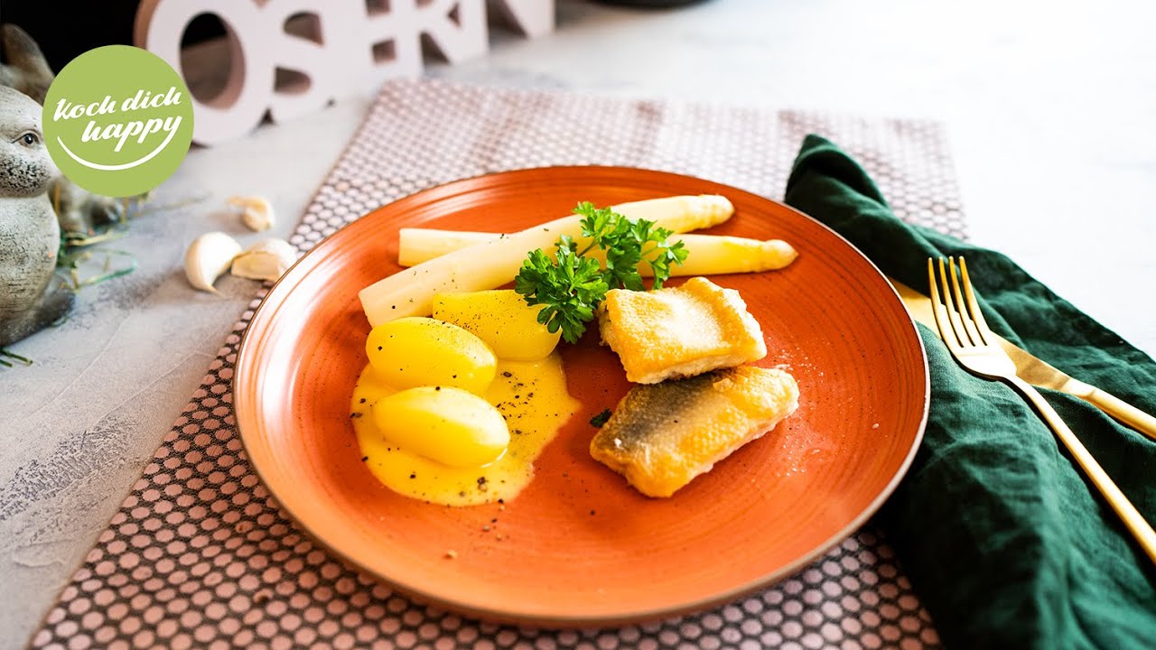 Zanderfilet mit Spargel und Sauce Hollandaise - YouTube