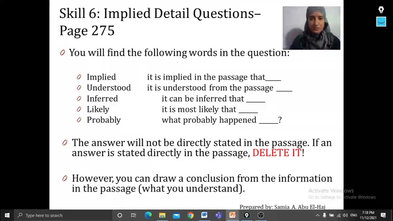 Reading Skill 6 - Implied Details