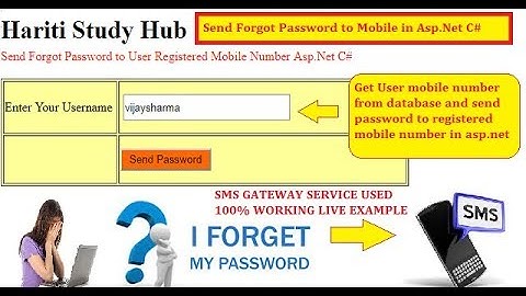 Send Forgot Password to User Registered Mobile in Asp.Net C# | Hindi | Free Online Learning Classes