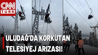 Uludağda Telesiyej Hattında Büyük Arıza 40 Kişi Mahsur Kaldı İşte Detaylar...