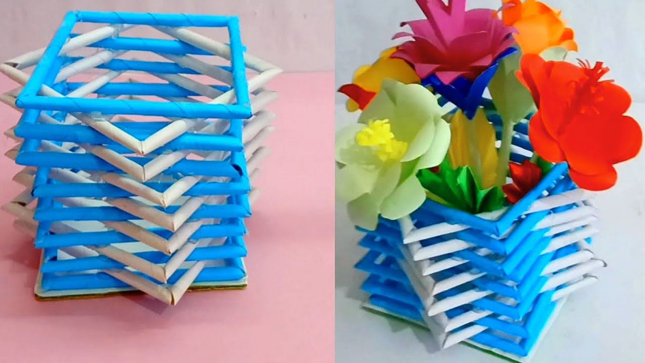 How to make pen and flowers stand with paper Mk Crafts Paper