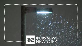 Snow already sticking on the ground in Bergen County, New Jersey
