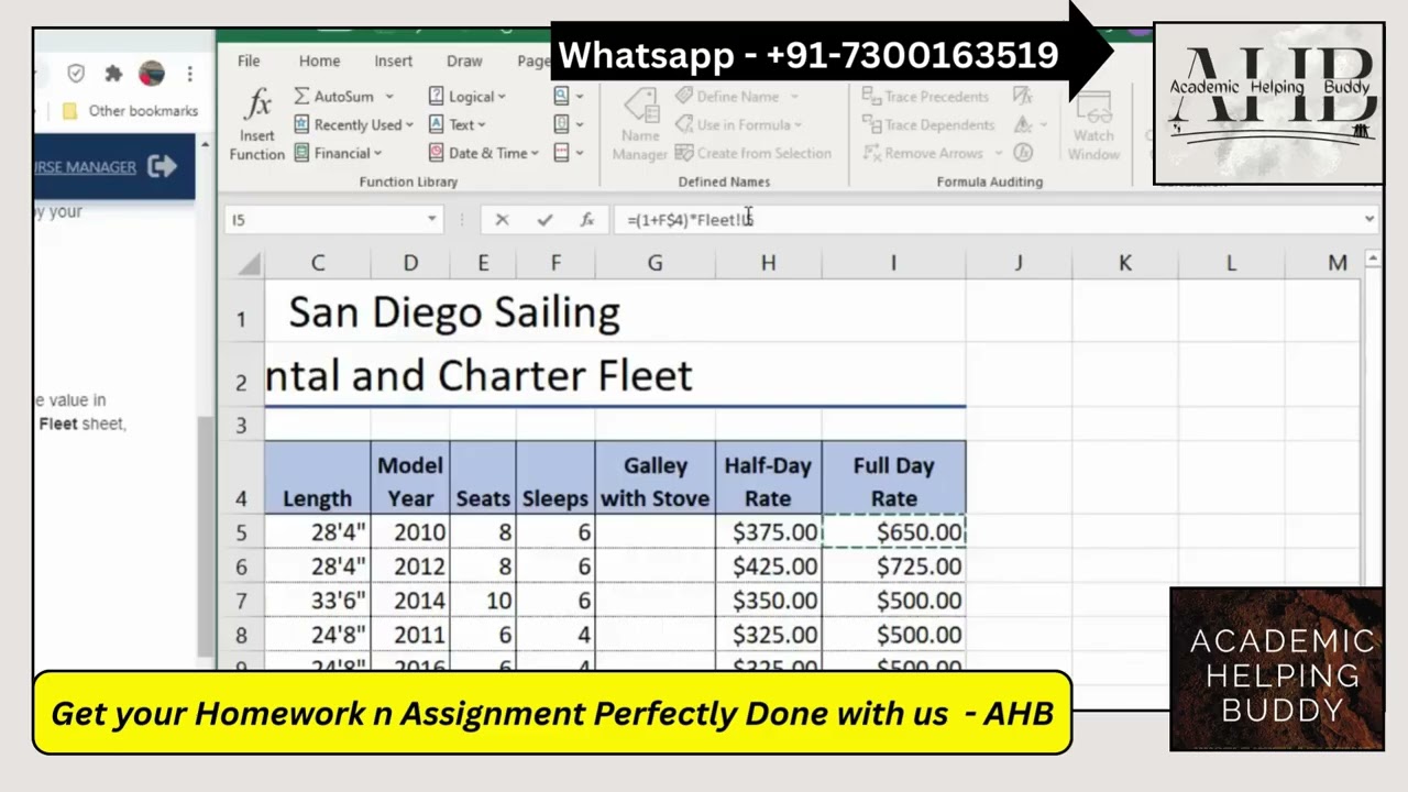 Excel Ch 2 Independent Project 2-5 | SIMnet Quiz 2 | San Diego Sailing