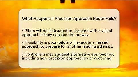 What Happens If Precision Approach Radar Fails? - Air Traffic Insider