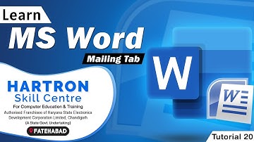 MS Word | Tutorial 20 | Mailing Tab | HARTRON SKILL CENTRE FATEHABAD