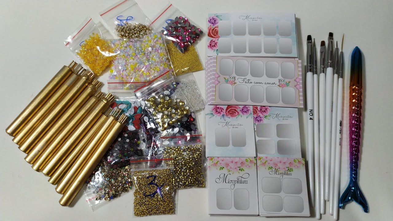 Compra de materiais para adesivos de unhas, tudo que comprei para produzir