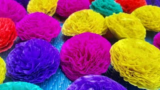 How to Make Marigold Flowers with crape Paper || Paper Crafts Idea || Wall Decoration Ideas ....