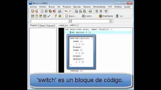 Bloque Switch en lenguaje C (Windows 7)