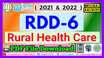 RDD 6 Solved Assignment 2022 IGNOU RDD6 Rural Health Care IGNOU PDF DOWNLOAD Solved Assignment 2022