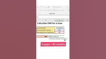 EMI loan calculator in excel #shorts