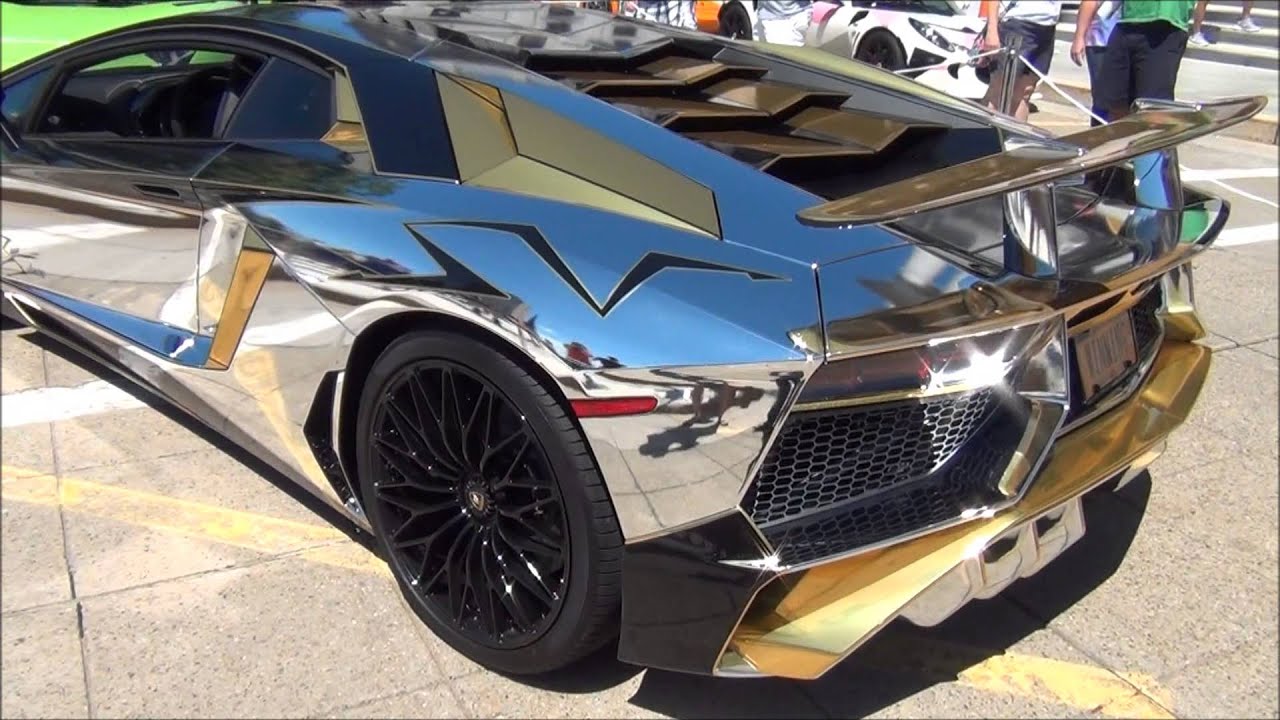 2016 Lamborghini Aventador SV Chrome/Chrome Gold Wrap !! - YouTube