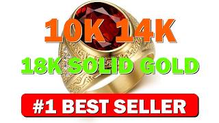 10K 14K 18K Solid Gold 3.0Ct Ruby Ring for Men Real Yellow - B0DFLSBSRG