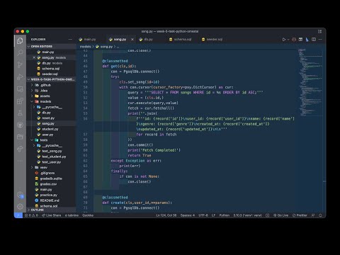 MUSIC APP - GET ONE SONG RECORD FROM POSTGRESQL TABLE USING PYTHON AND PSYCOPG2