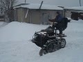 Гусеничный минитрактор - чистим снег. Homemade mini cable dozer push the snow.