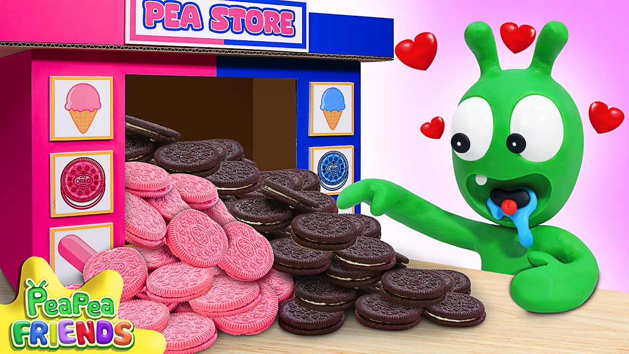 ⚫Black Vs Pink Challenge 🌸 Pea Pea spots a Black and Pink Oreo Vending Machine