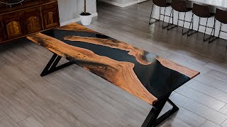 Luxurious $20000 DIY Epoxy table  start to finish (uncut)