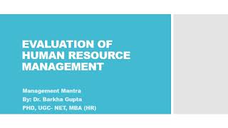 Evaluation of Human Resource Management