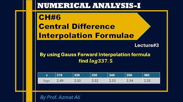 3. Ch#6 Gauss Forward Interpolation Formula | Numerical Example | Numerical Analysis