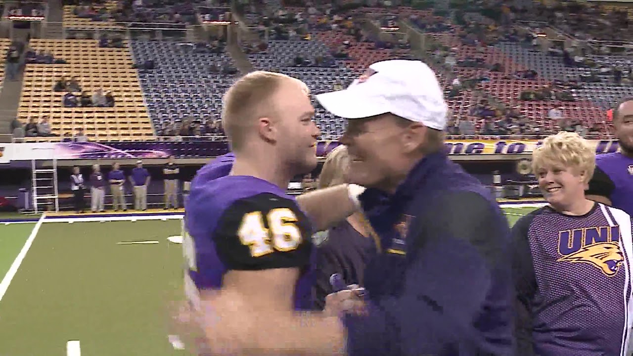 Coach Mark Farley with Jared Farley on Senior Day