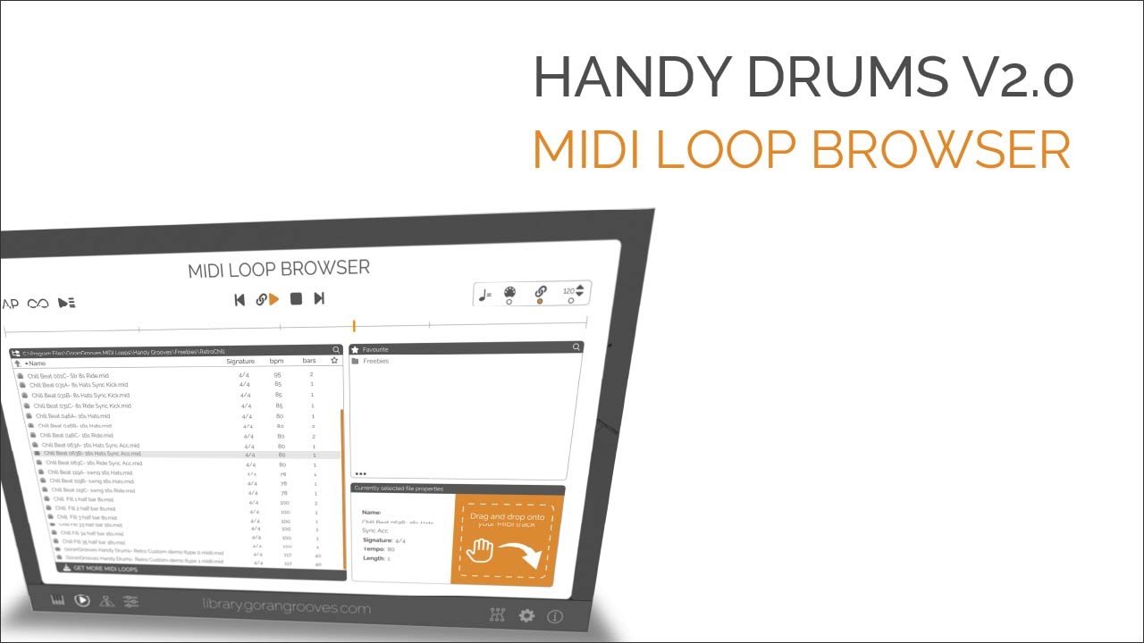 Handy Drums v2.0 Feature:  MIDI Loop Browser