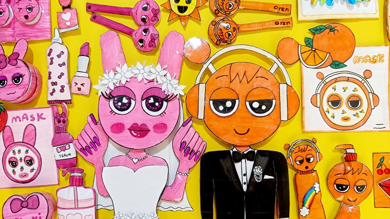 SPRUNKI: pinki & oren wedding BlindBags| skincare +makeup+nails+outfit DIY!👰🏻‍♀️💜🤵🏻