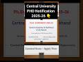 Central University PhD Admission 2025 । Central University of Jharkhand PhD #PhDadmission2026ofCUJ