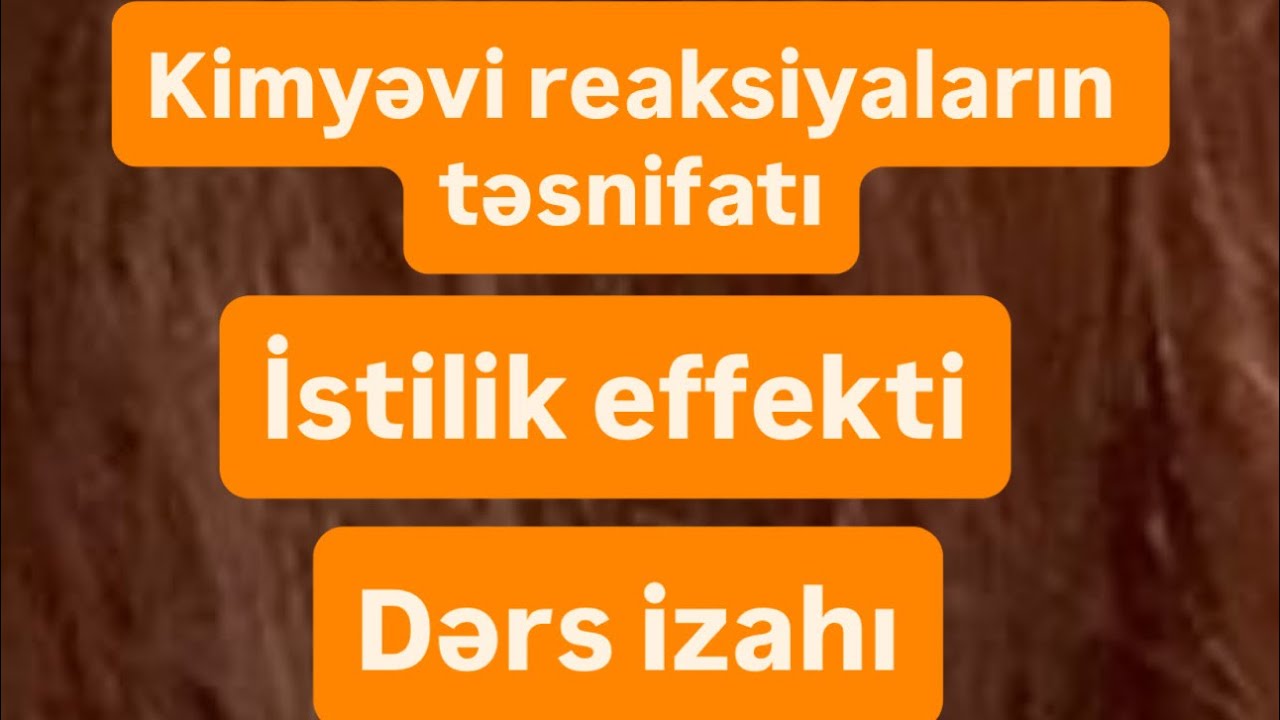 Kimyəvi reaksiyaların təsnifatı.İstilik effekti.Dərs izahı
