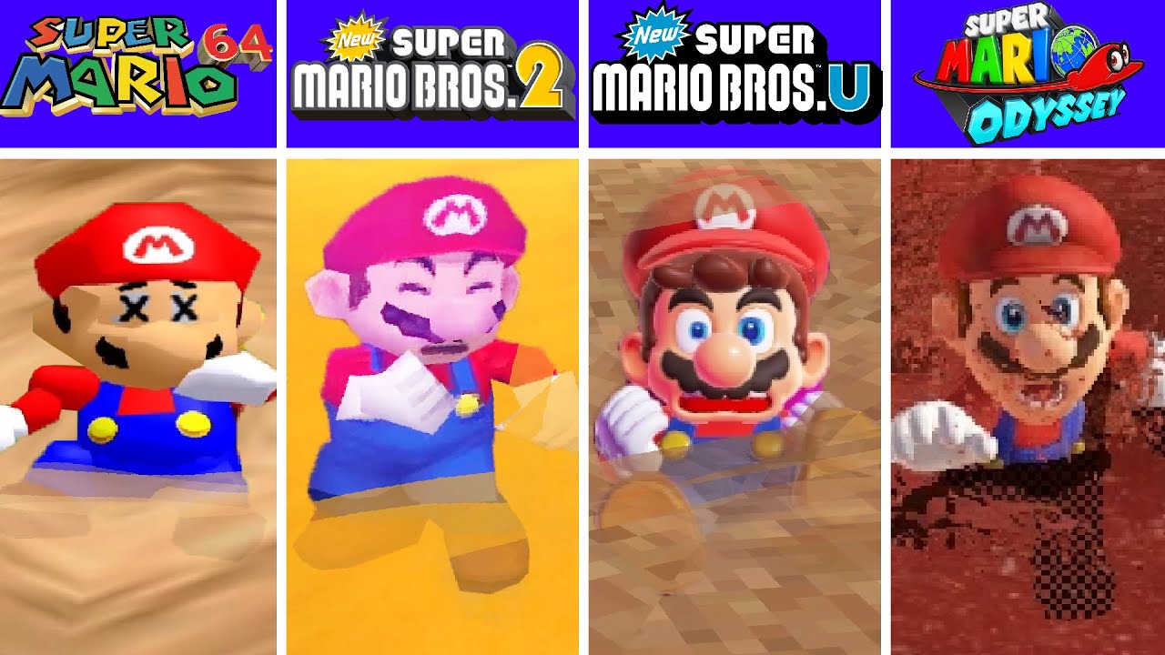Evolution of Super Mario Falling Dying in Quicksand, Super Mario Games (1985-2024)