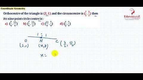17 Orthocentre of the triangle is 2, 1 and the circumcentre is 7 2,5 2 then its nine point circle