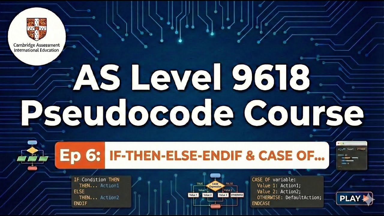 AS Level 9618 Paper 2 Pseudocode | Ep 6 : Conditional Statements