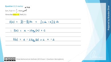 VCAA Mathematical Methods 2015 Exam 1 - Question 2