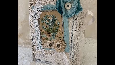 (SOLD!) Forget me nots and lace Junk Journal Lapbook Flip Through