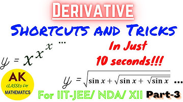 Derivative | super tricks | logarithmic differentiation | differentiation of special forms | part 3