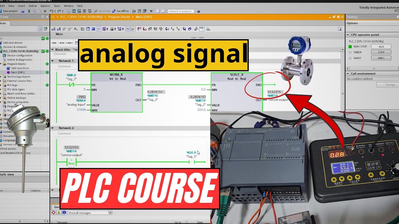 41:كورس PLC من الصفر _ التحكم في اشارات الانلوك (analog) في plc s7 1200 باستخدام tia portal