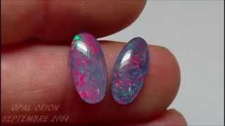 OT144 - OPAL ORION - 2 Opales Triplet Ovales - Idéal boucles d'oreilles - Pierre Australie