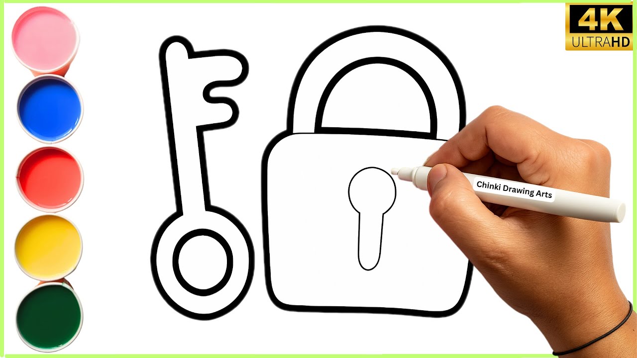 Lock Drawing Color How to Draw a Lock and Key for Kids Step by Step | Easy Lock Drawing ...