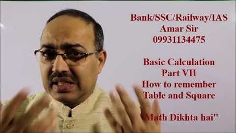 Basic Calculation  Part VII  How to remember Table and Square  Shortcut Tricks  By Amar Sir