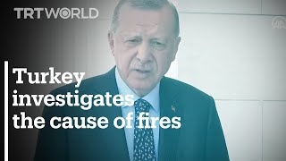 Turkey's President Erdogan addresses the media on forest fires