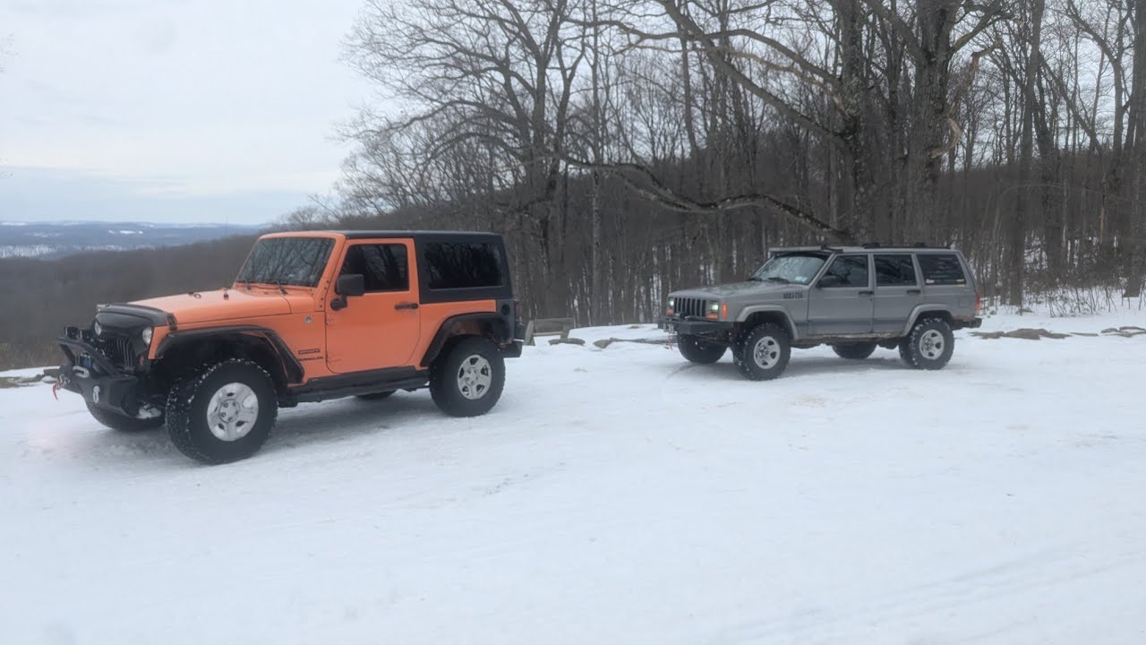 Jeep Cherokee off-roading in the snow