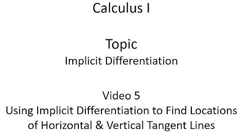 Using Implicit Differentiation to Find Locations of Horizontal and Vertical Tangent Lines