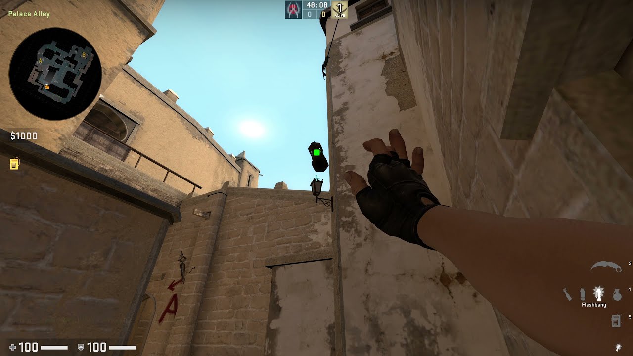 Mirage - A Site Flash from Lamp - CS:GO Smokes, Flashes, Grenades