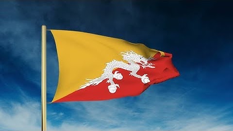 4K Bhutan flag slider style. Waving in the wind with cloud background animation Stock video