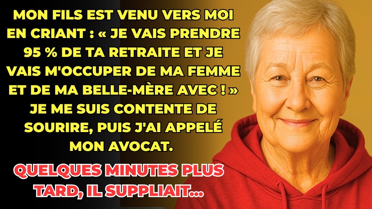 Ce soir-là, j’ai cru avoir mal entendu. Mon fils, Gabriel, m’a appelée pour m’annoncer d’une voix glaciale qu’il prendrait désormais 90 % de ma retraite. « Tu n’as pas besoin d’autant d’argent,...