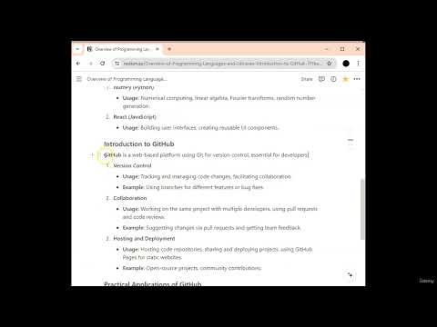 73  Introduction to programming languages, libraries and GitHub