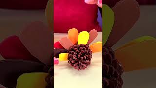 How to make a Pinecone Turkey| Kids Crafts | Miss Jessica's World #shorts #thanksgiving