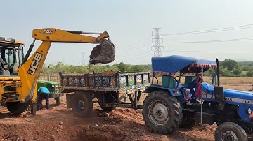 Jcb 3dx Backhoe Loading Rad Soil in Sonalika Tractor || jcb and tractor video Part-01 | SRIKANTH PS